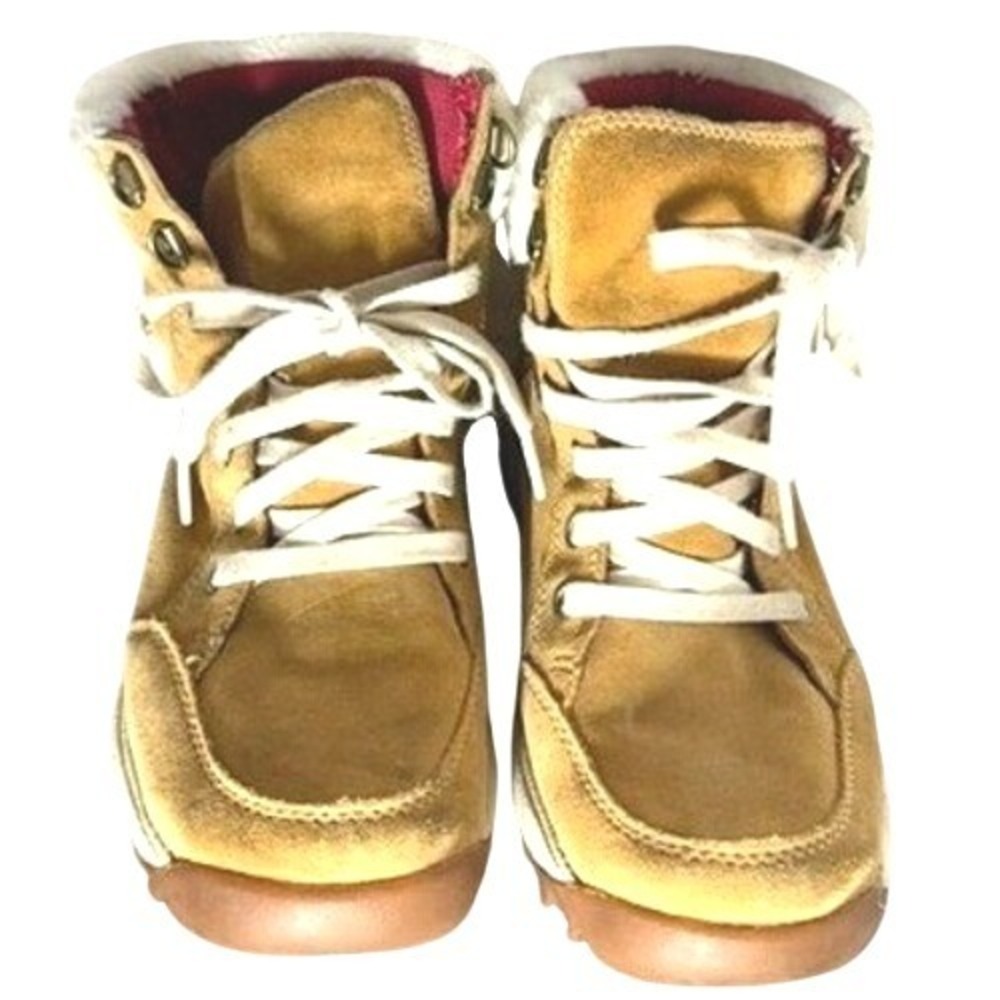 Timberland Womens Tan Suede Waterproof Faux Fur Collar Lace‎ Up Ankle Boots
